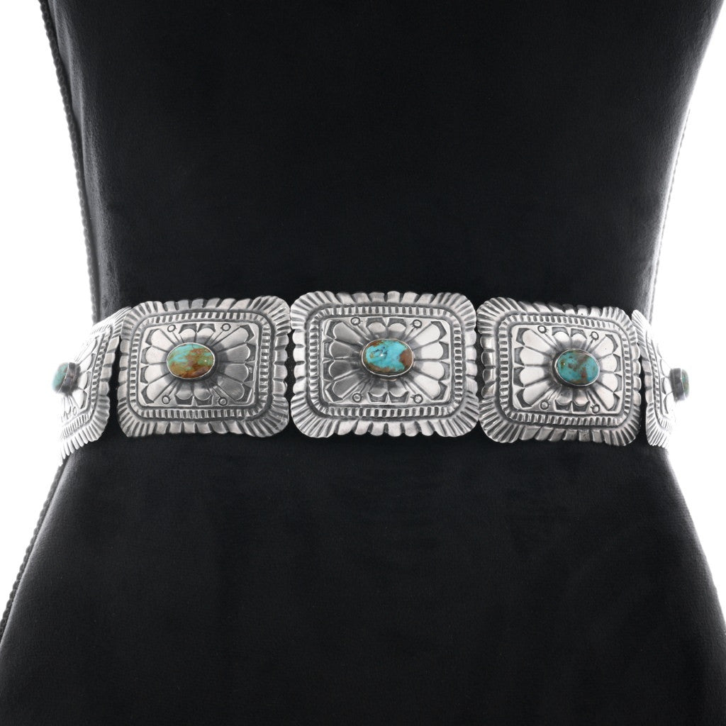 The Prescott: Sterling Silver + Turquoise Concho Belt