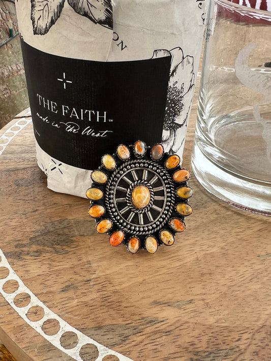 Beautiful Handmade Bumble Bee Jasper And Sterling Silver Adjustable Ring