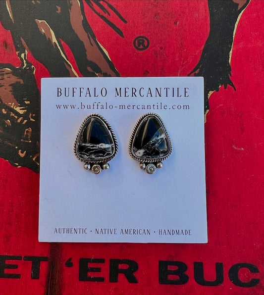 White Buffalo Sterling Stud Earrings