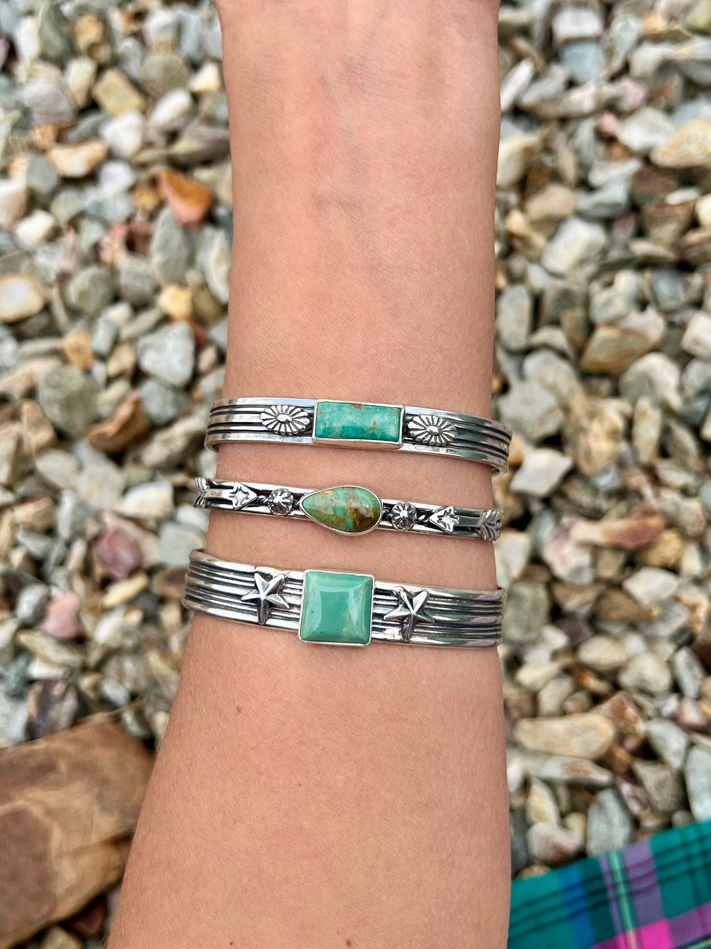 Las Estrellas Turquoise and Sterling Stacker Cuff