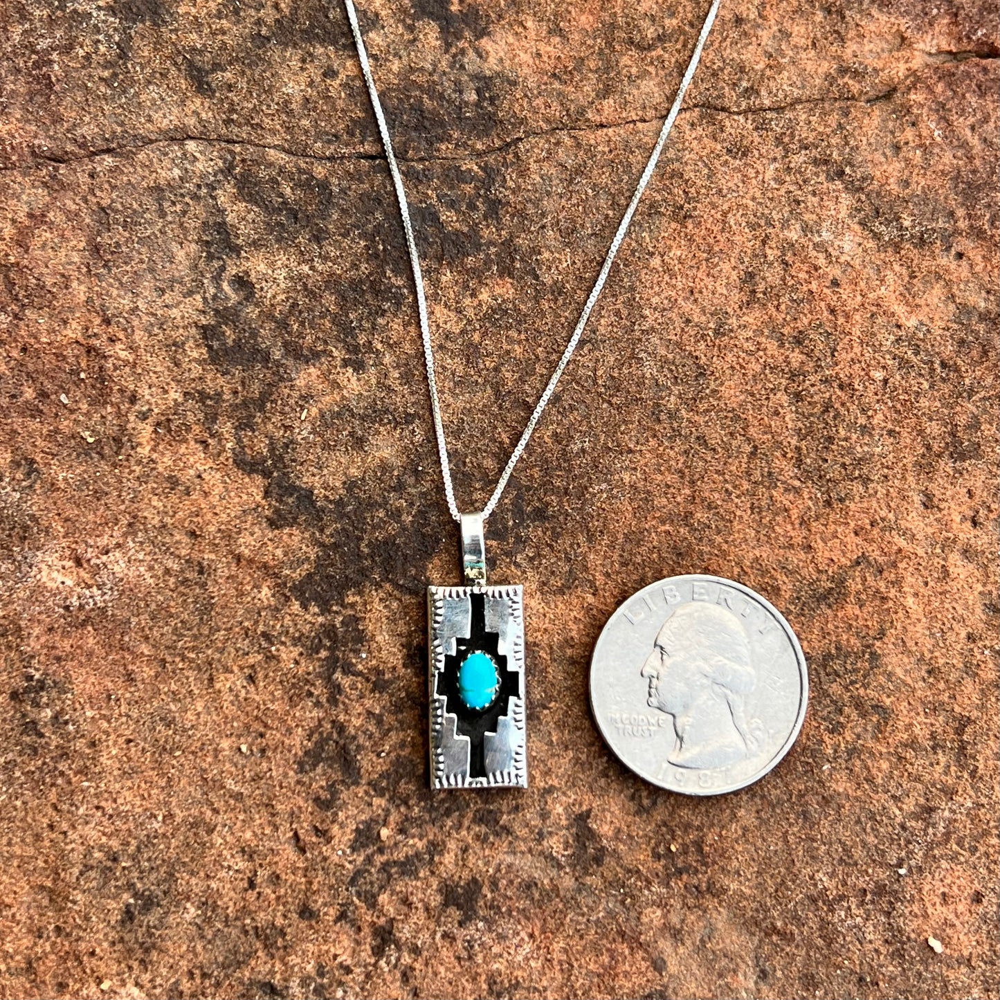Sterling and Turquoise Shadowbox Pendant