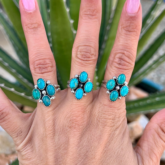 The Laney Turquoise Cluster Ring-Adjustable