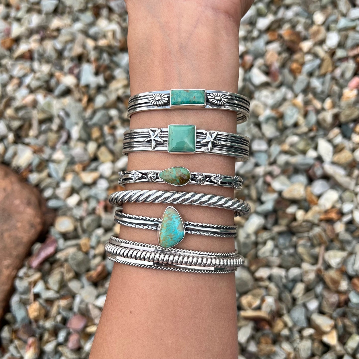Triangle Turquoise Stacker Cuff