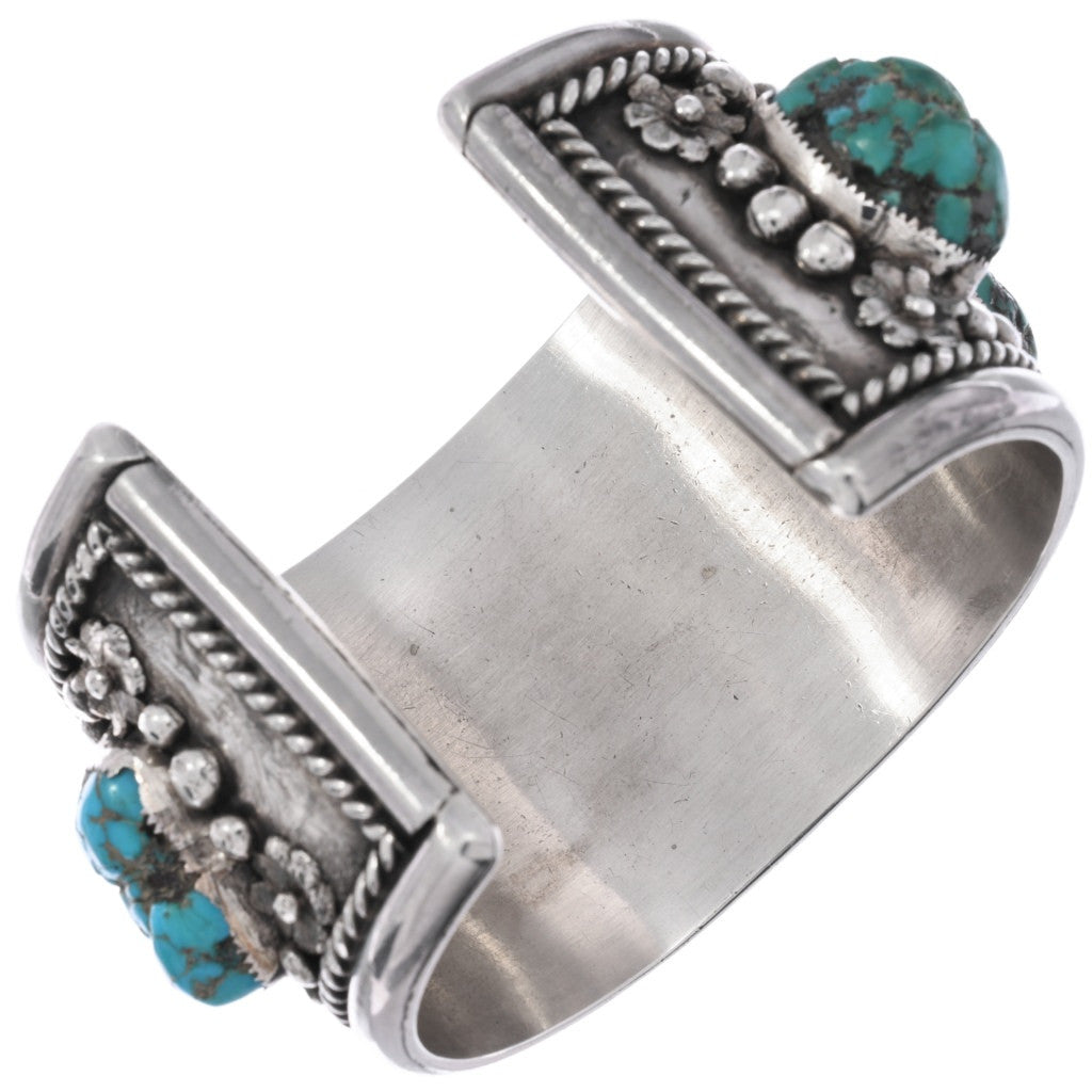 Vintage Heavy Gauge Sterling + Kingman Turquoise Cuff