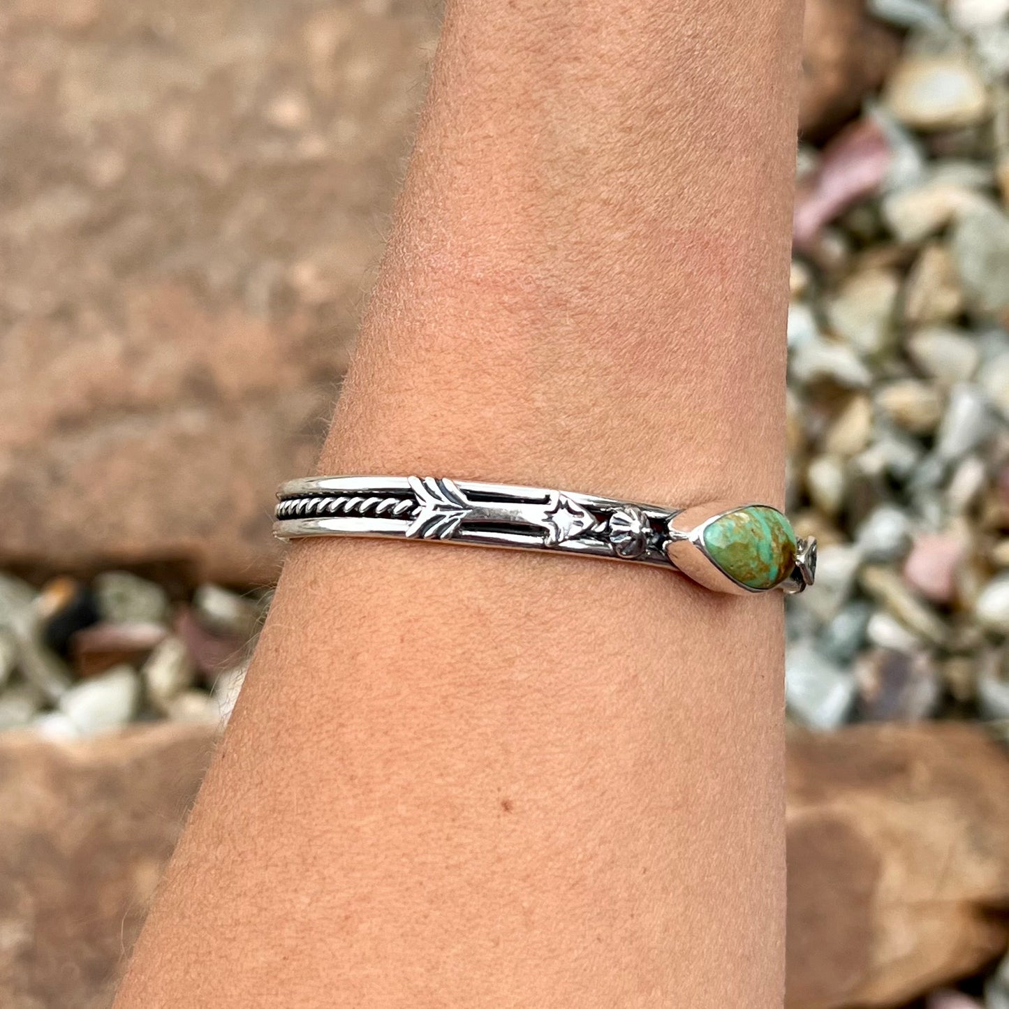 Turquoise and Sterling Arrow Stacker Cuff