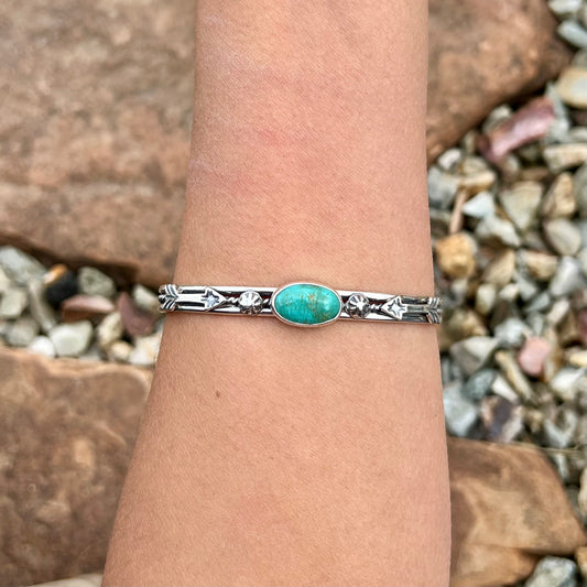 Turquoise and Sterling Arrow Stacker Cuff