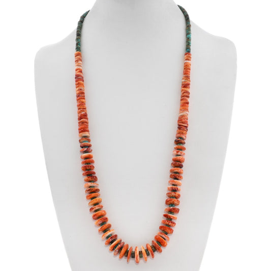 The Ochoco Orange Spiny + Turquoise Beaded Necklace