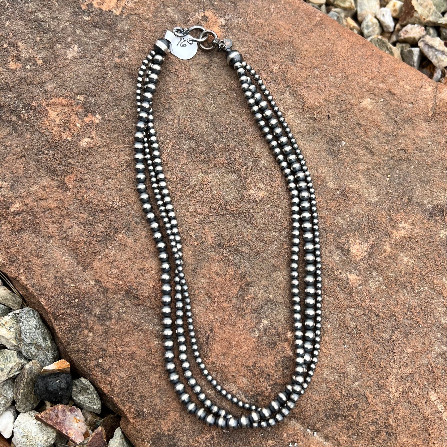 3 Strand Sterling Silver Beaded Necklace