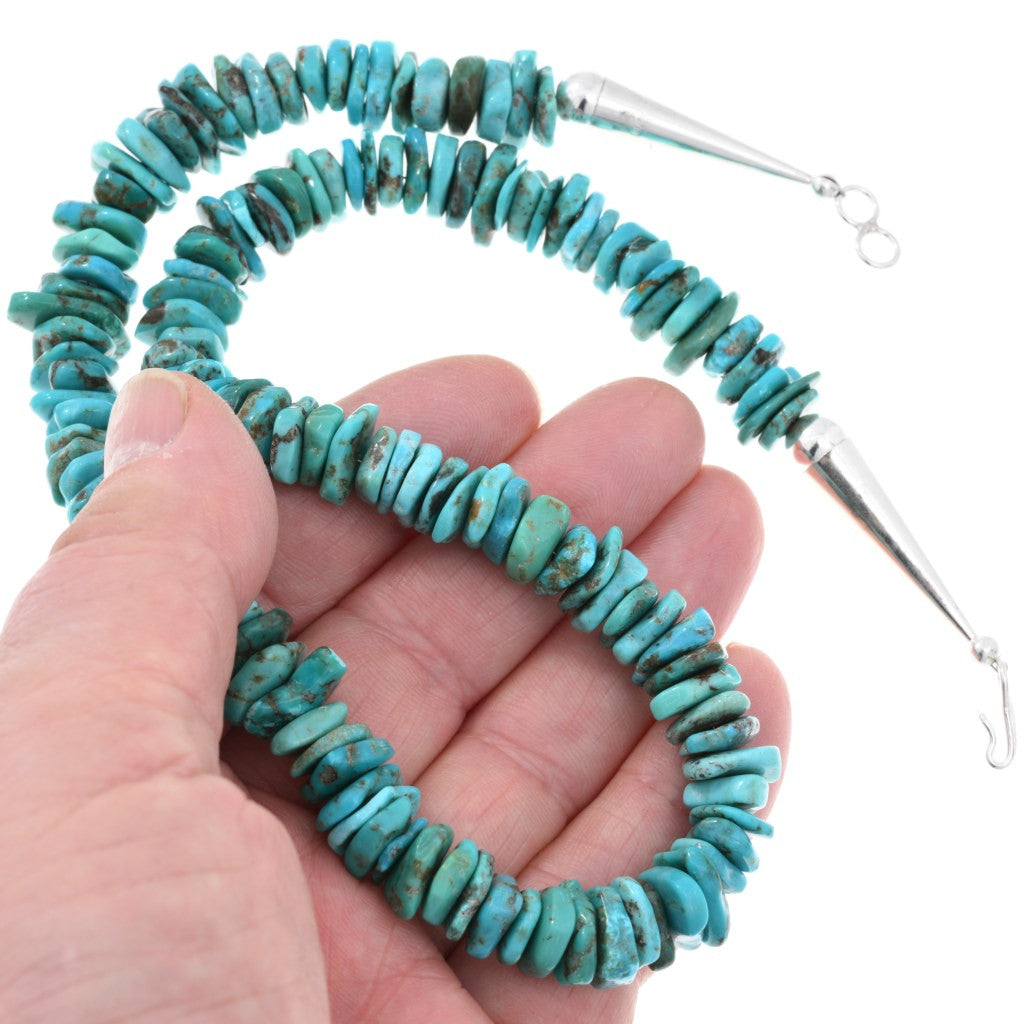 Navajo Beaded Turquoise Flat Nugget Necklace