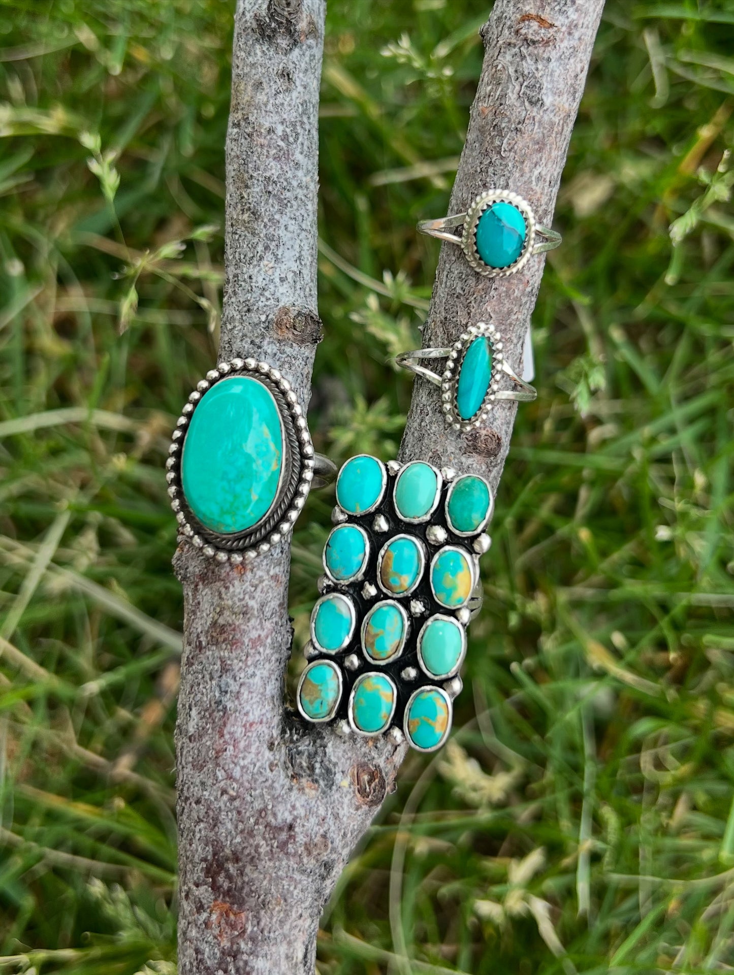 Handmade Kingman Turquoise + Sterling Oval Ring-size 9