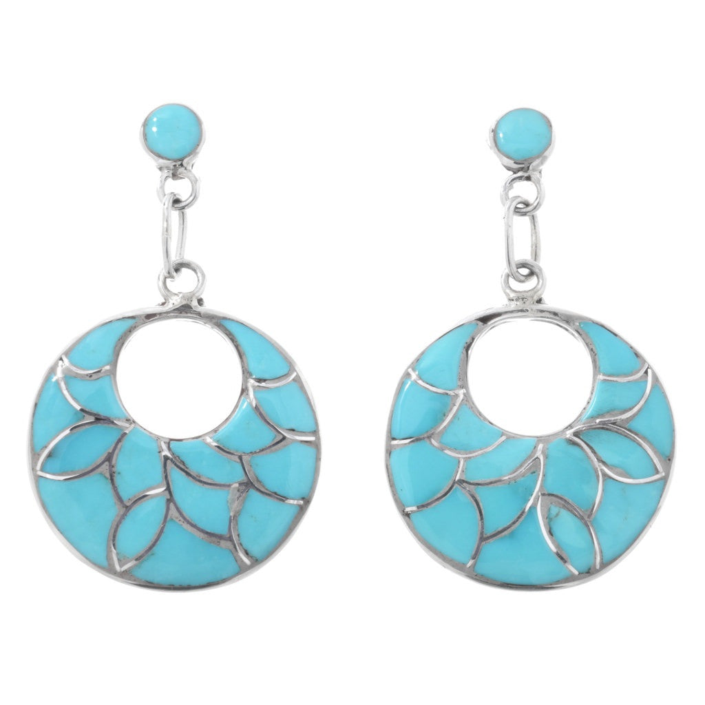 Zuni Turquoise Channel Inlay Dangle Earrings