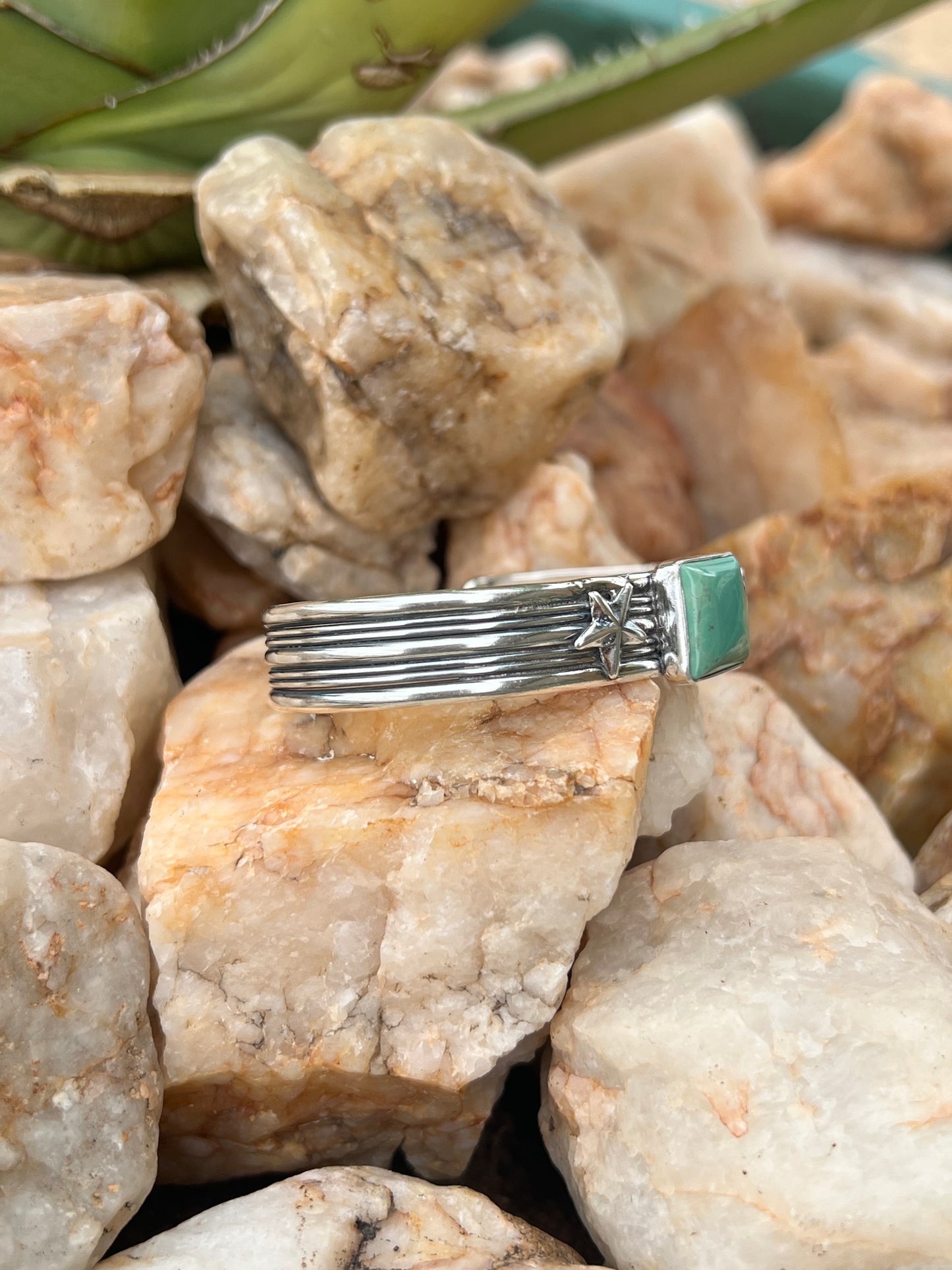 Las Estrellas Turquoise and Sterling Stacker Cuff