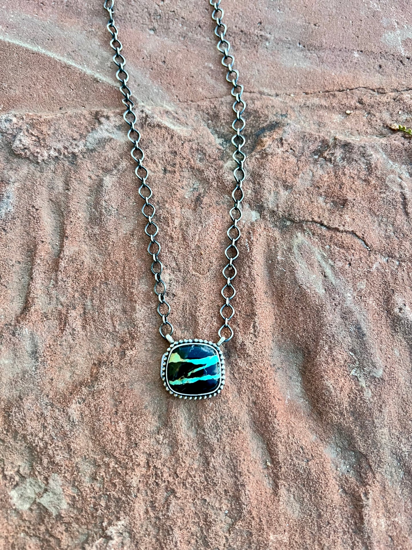 Blackjack Turquoise Sterling Link Necklace