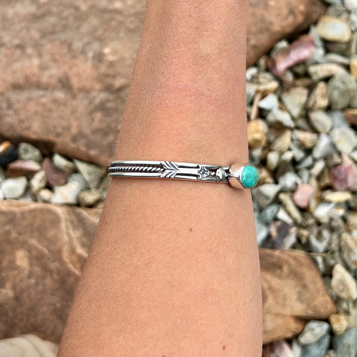 Turquoise and Sterling Arrow Stacker Cuff