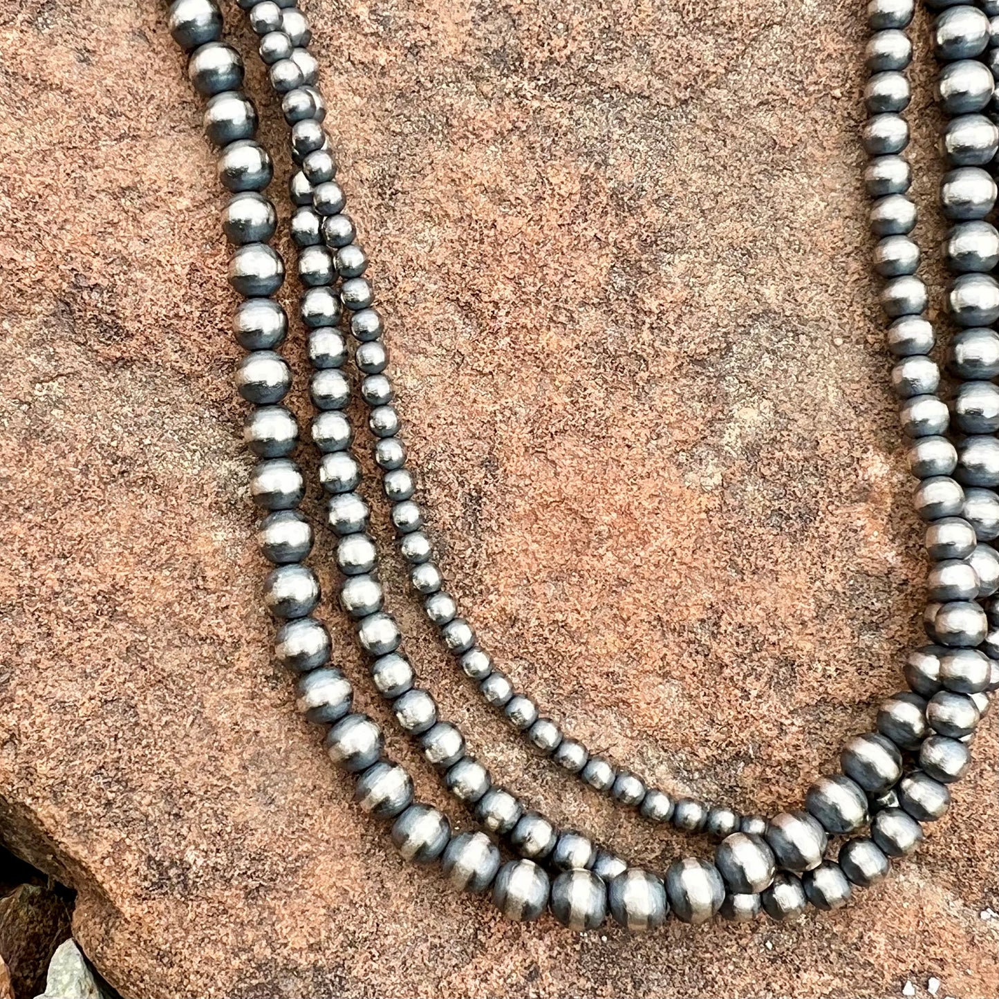 3 Strand Sterling Silver Beaded Necklace
