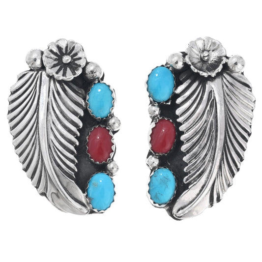 The Verna Turquoise and Coral Earrings