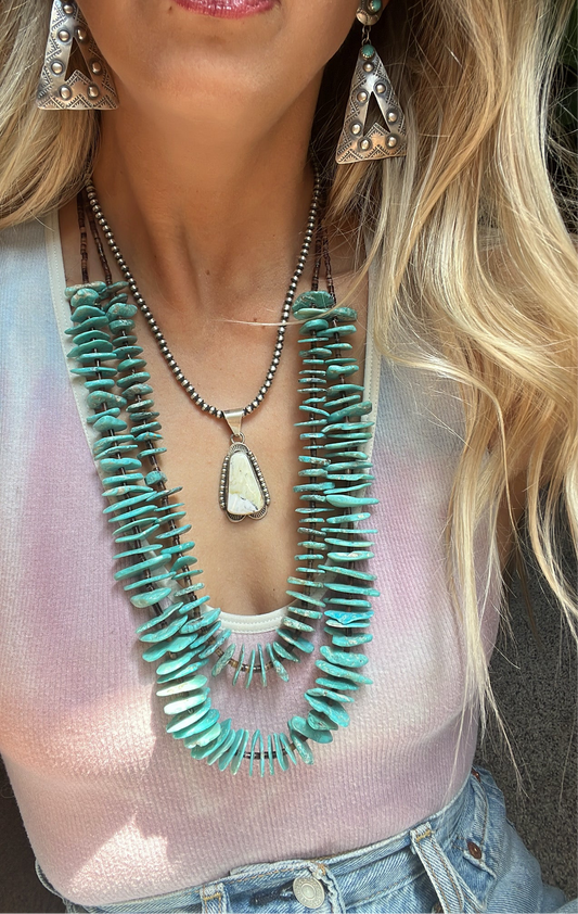 Double Strand Turquoise Heishi Necklace