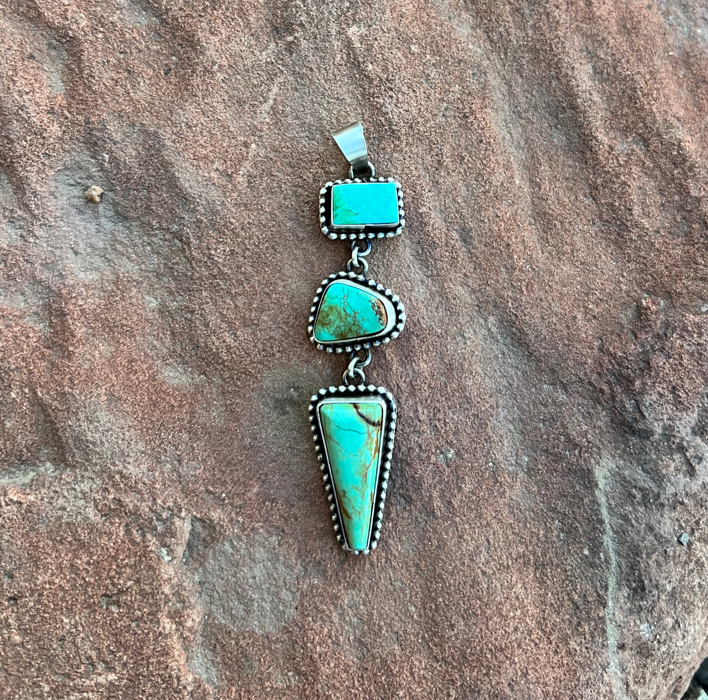 3-Stone Kingman Turquoise Drop Pendant