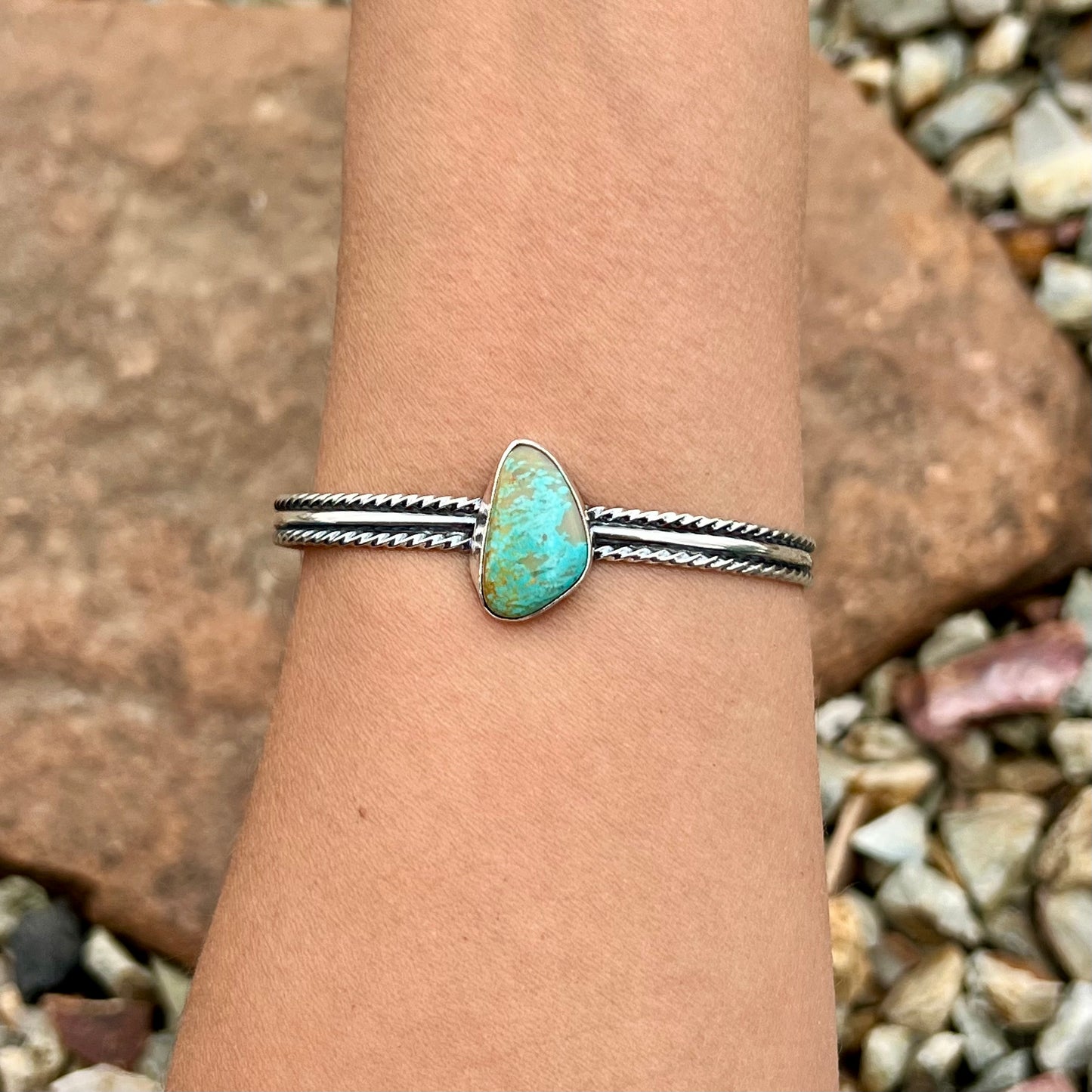 Triangle Turquoise Stacker Cuff