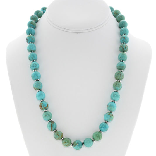 22” Number 8 Turquoise Navajo Beaded Necklace