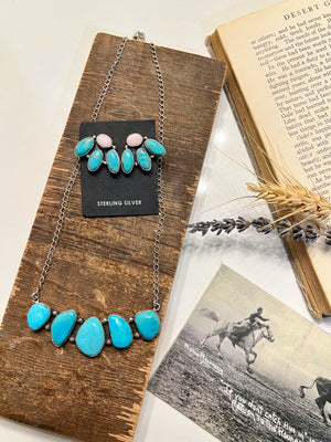 Turquoise Cluster Pendant Necklace