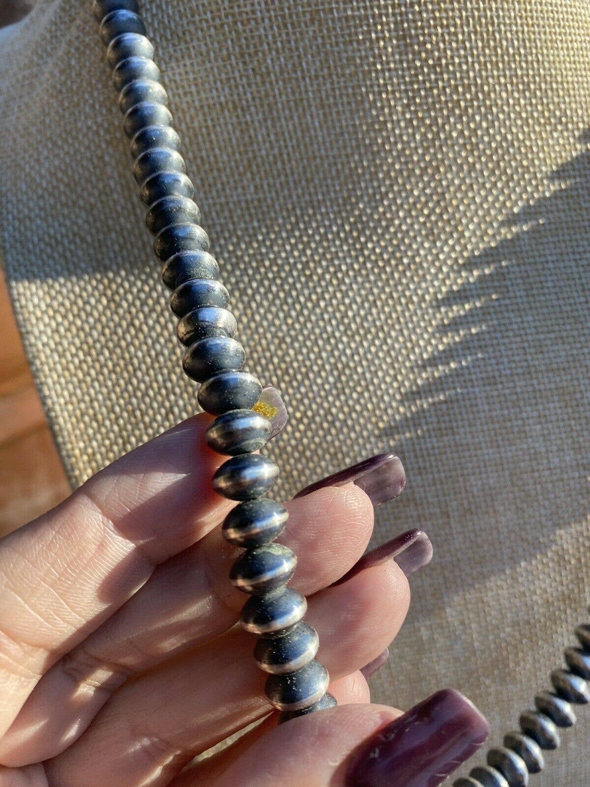 20” Sterling Silver Handmade Saucer Beads-9mm