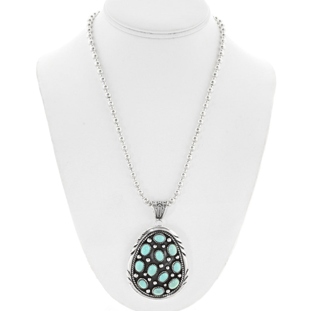 Navajo Handmade Turquoise Cluster Pendant