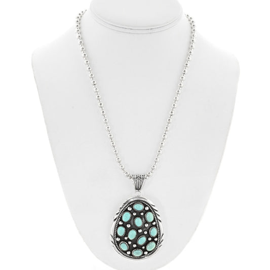 Navajo Handmade Turquoise Cluster Pendant