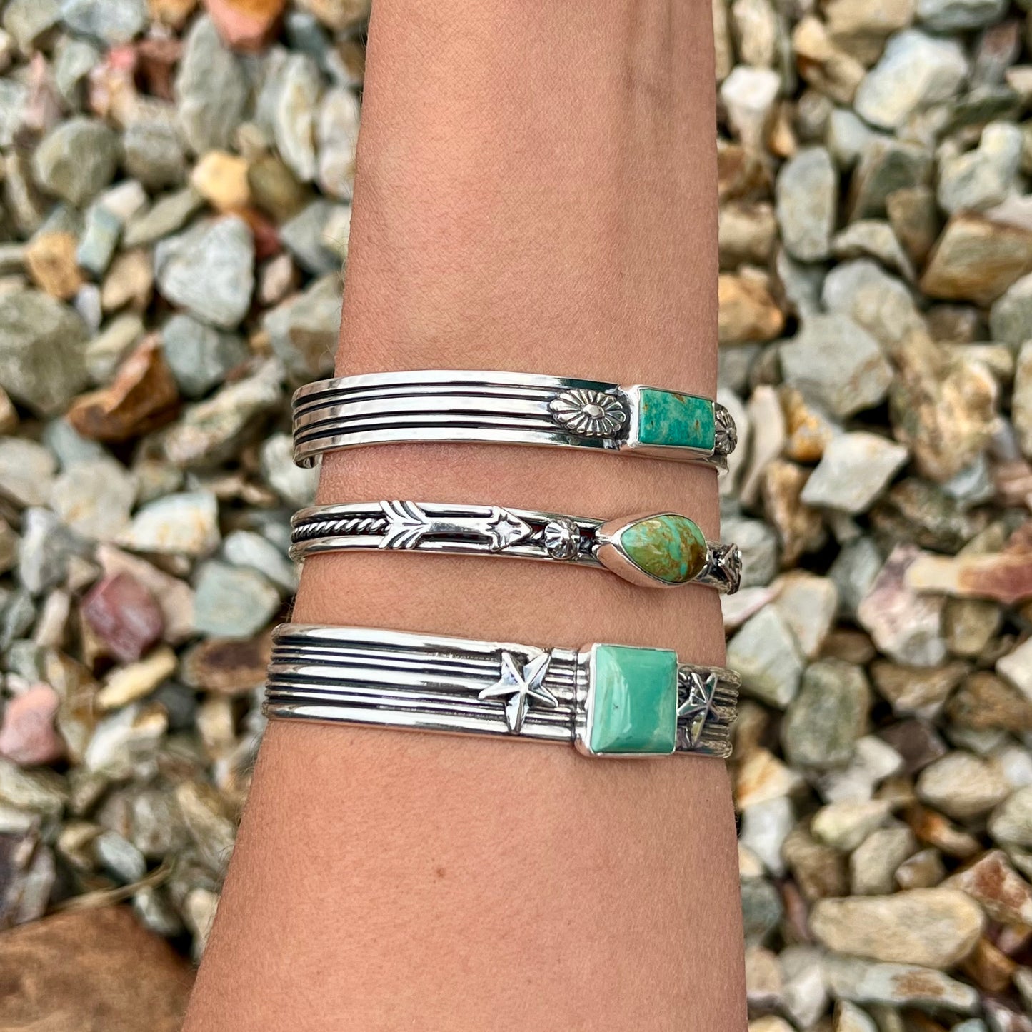 Las Estrellas Turquoise and Sterling Stacker Cuff