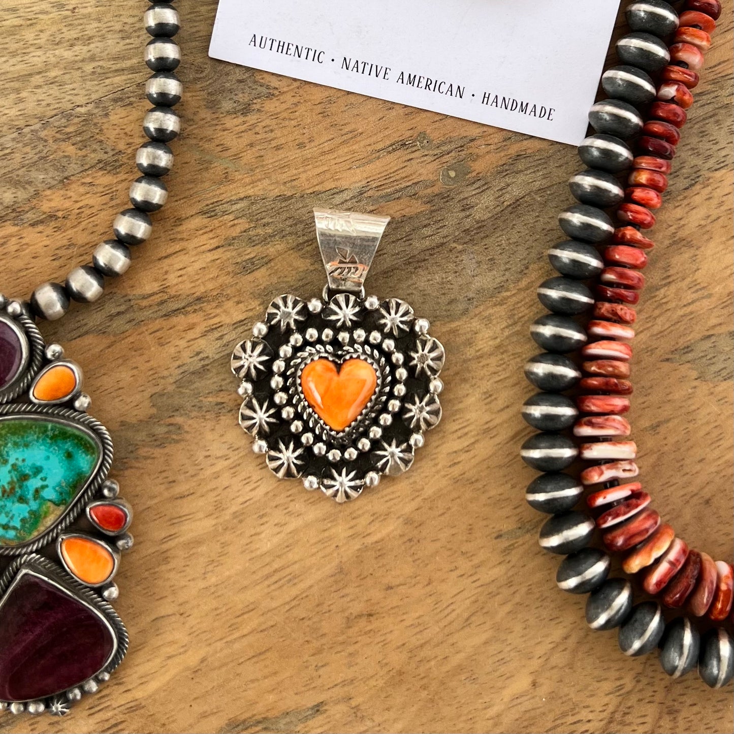 Orange Spiny Heart Pendant