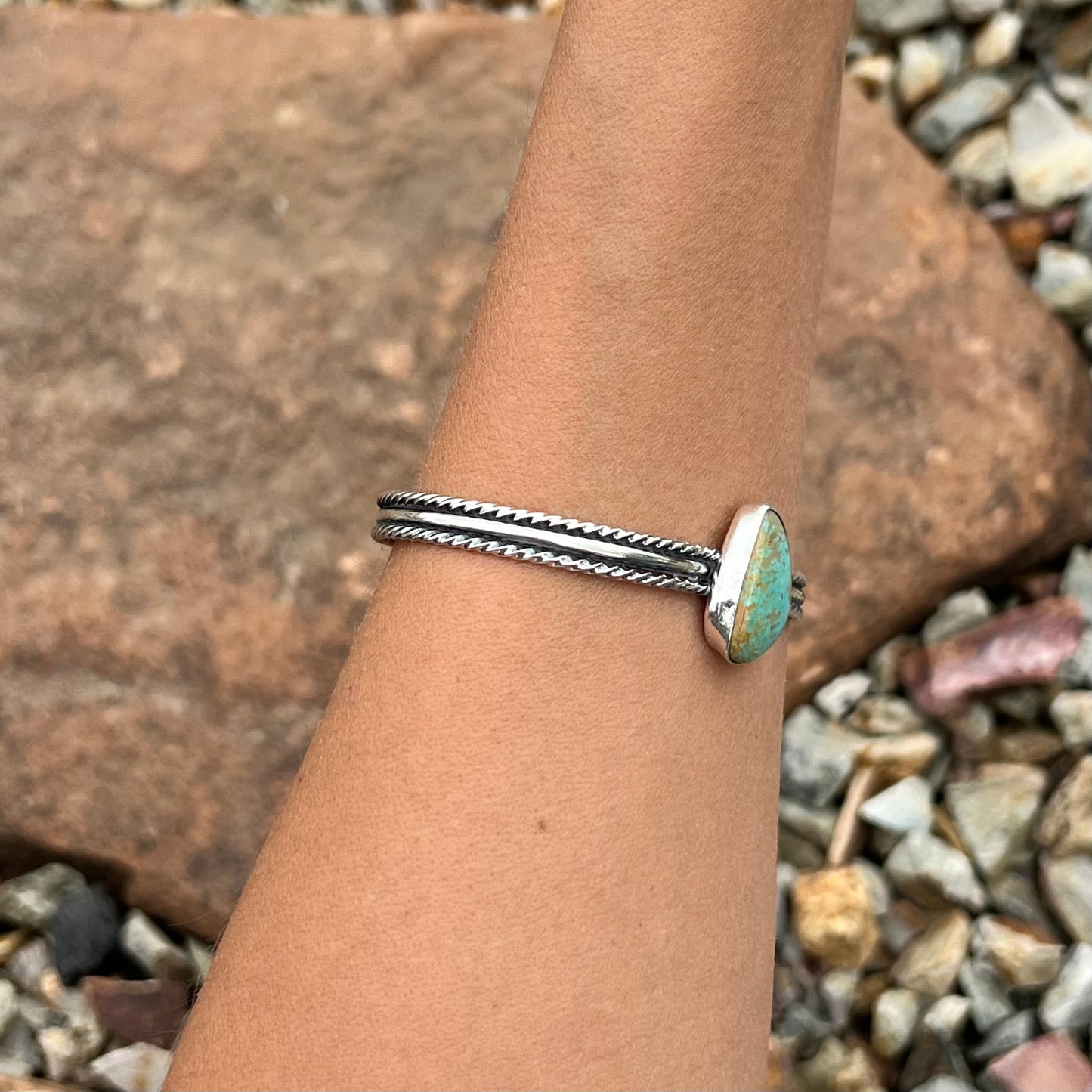 Triangle Turquoise Stacker Cuff
