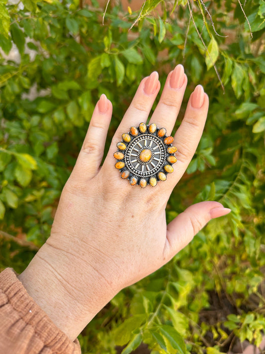 Beautiful Handmade Bumble Bee Jasper And Sterling Silver Adjustable Ring