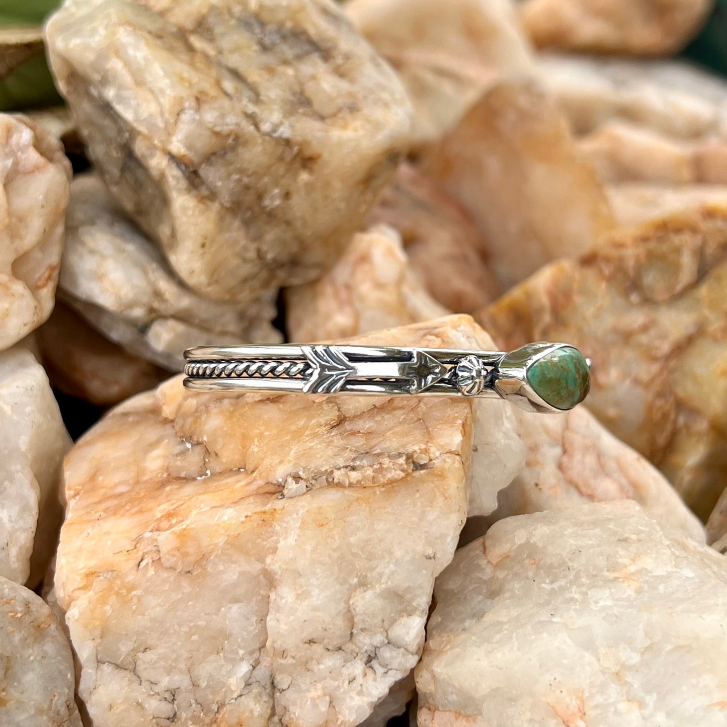 Turquoise and Sterling Arrow Stacker Cuff