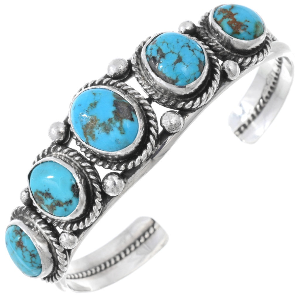 Navajo Handmade Sterling and Turquoise Cuff