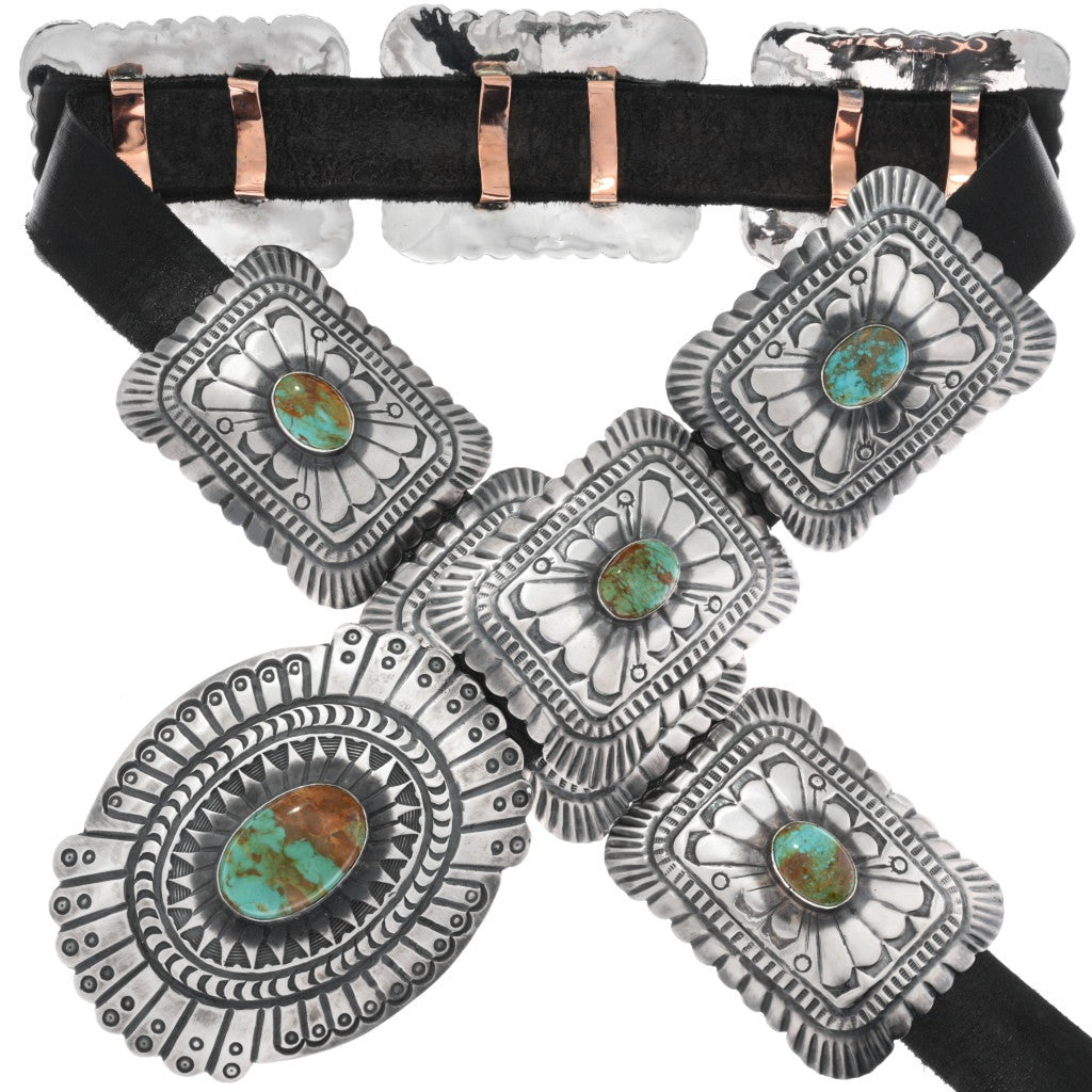 The Prescott: Sterling Silver + Turquoise Concho Belt