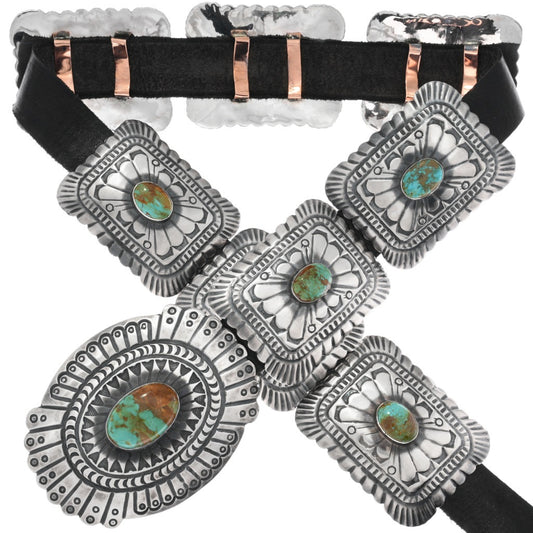The Prescott: Sterling Silver + Turquoise Concho Belt