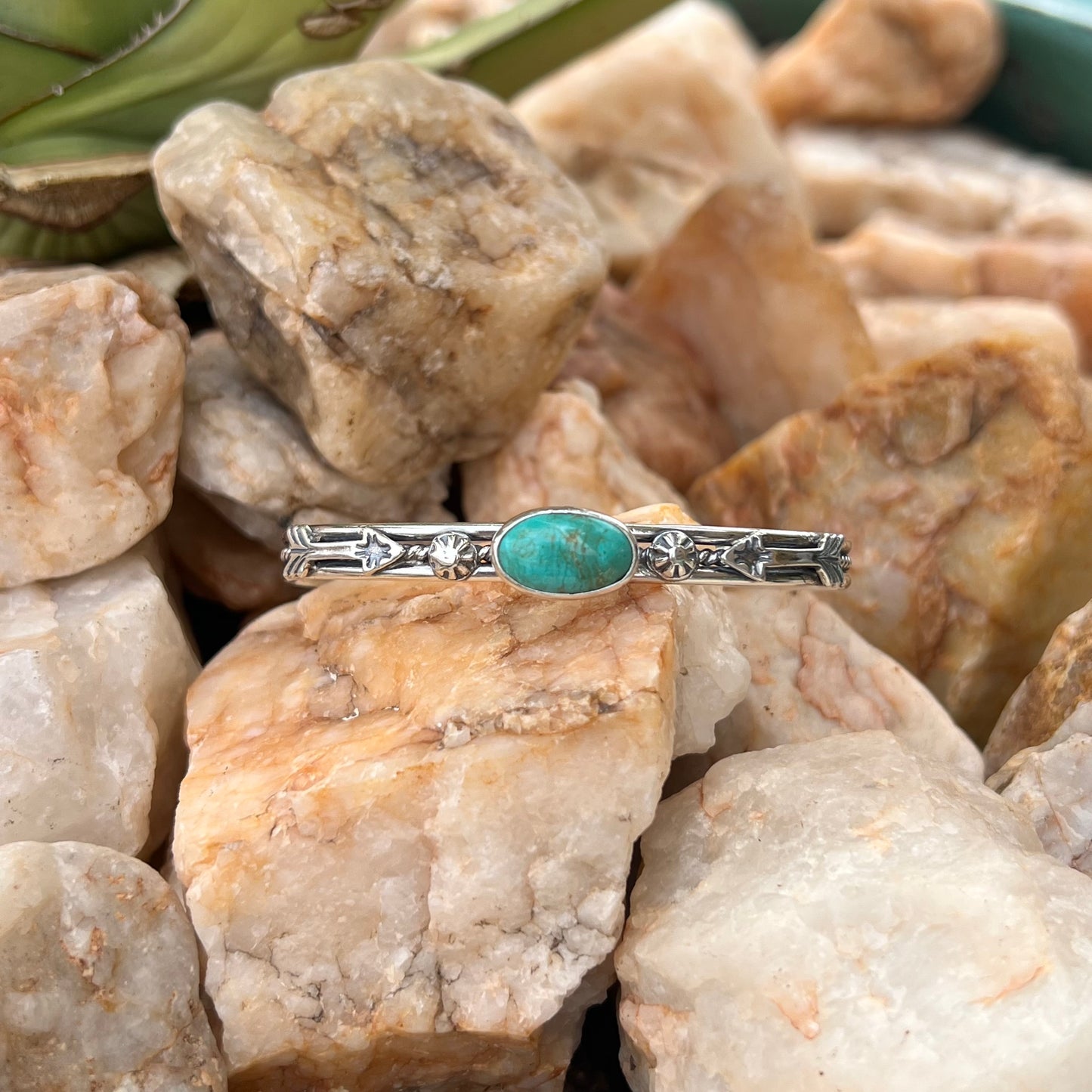 Turquoise and Sterling Arrow Stacker Cuff