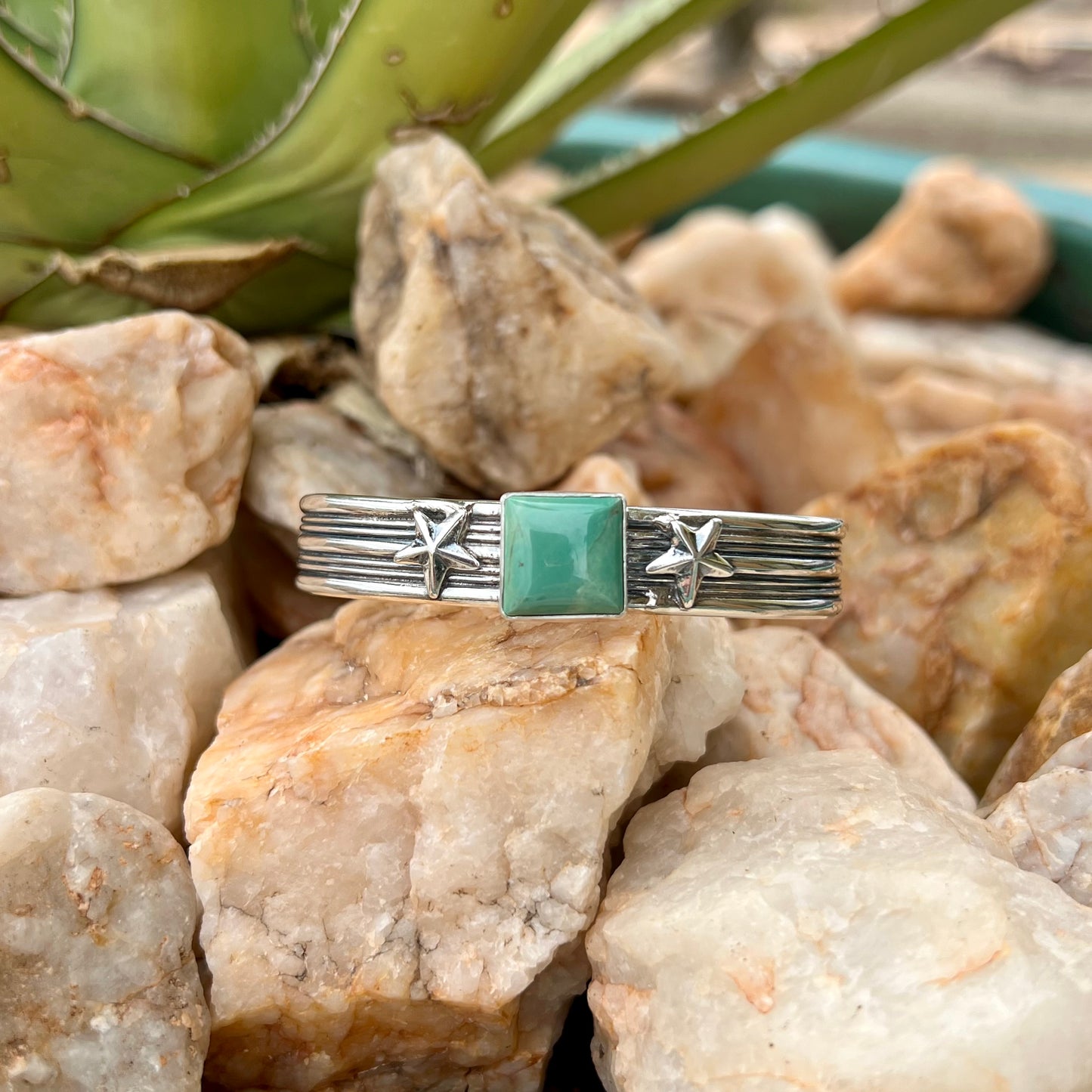 Las Estrellas Turquoise and Sterling Stacker Cuff
