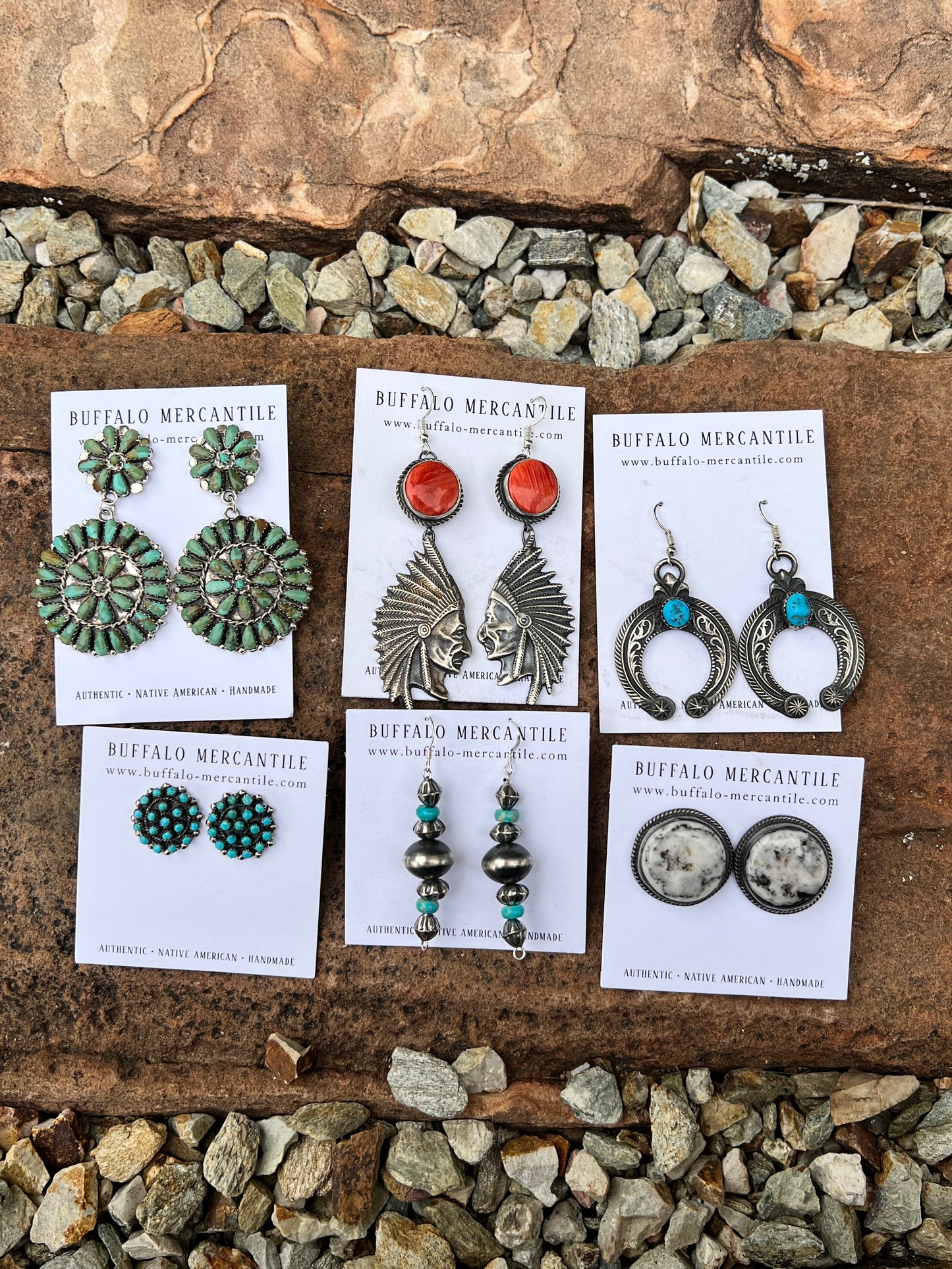Zuni Sterling Silver & Turquoise Cluster Stud Earrings