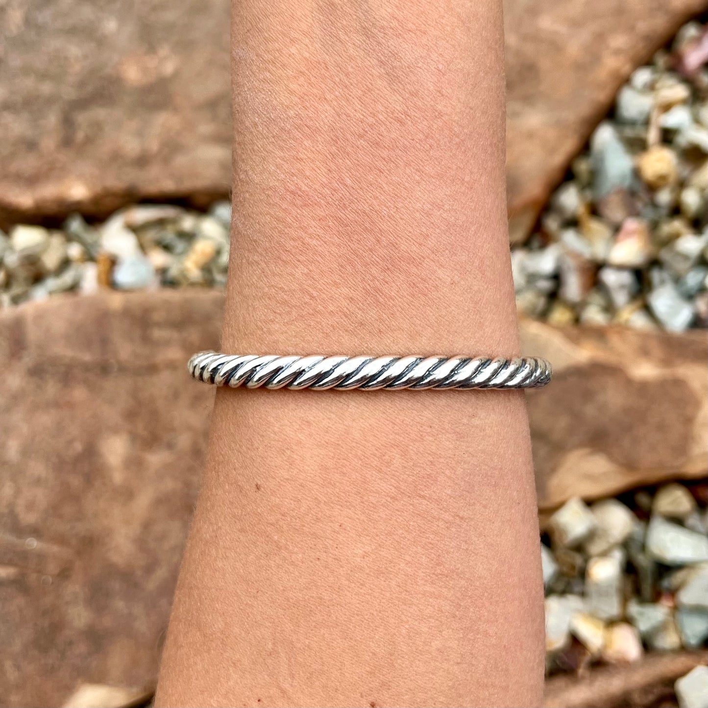 Heavy Twist Wire Sterling Stacker Cuff
