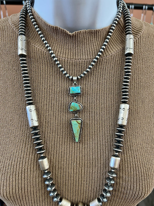 3-Stone Kingman Turquoise Drop Pendant