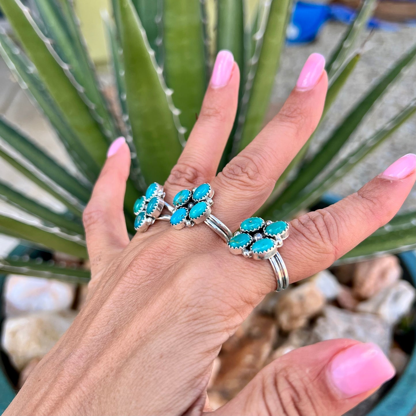 The Laney Turquoise Cluster Ring-Adjustable
