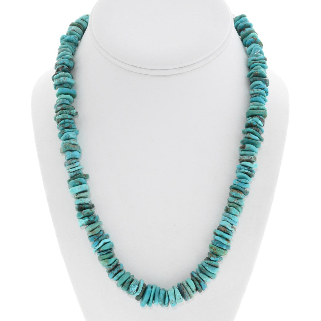 Navajo Beaded Turquoise Flat Nugget Necklace