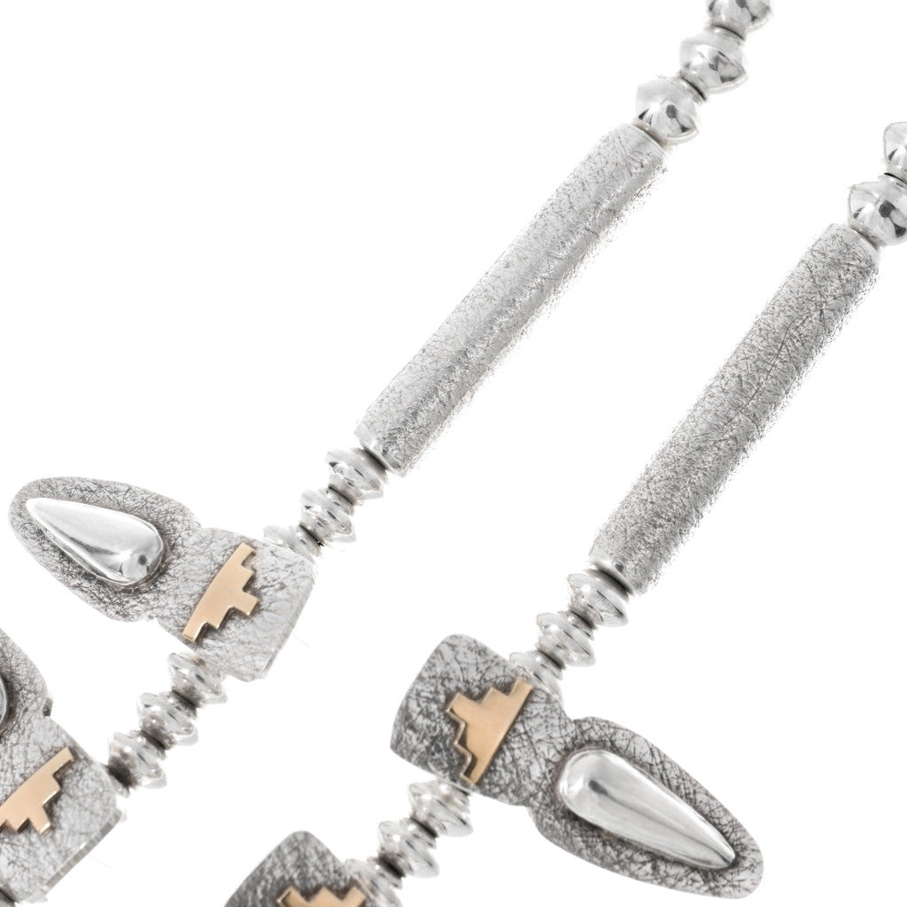 Vintage Sterling Silver and 14k Gold Squash Blossom Necklace