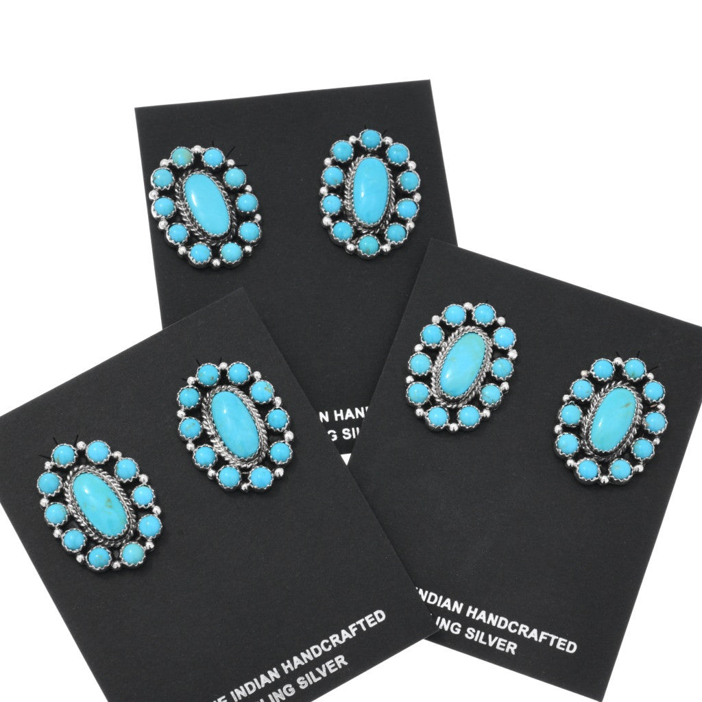 Natural Sleeping Beauty Turquoise Cluster Earrings