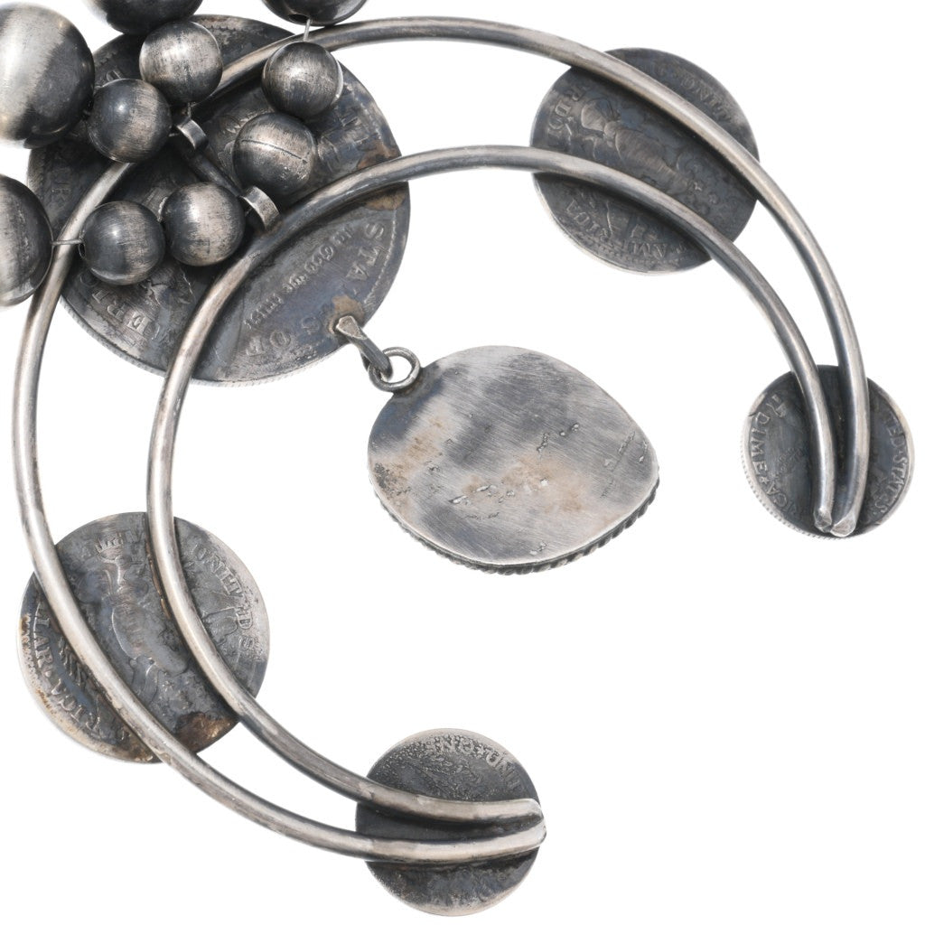 Vintage Coin Navajo Squash Blossom Necklace