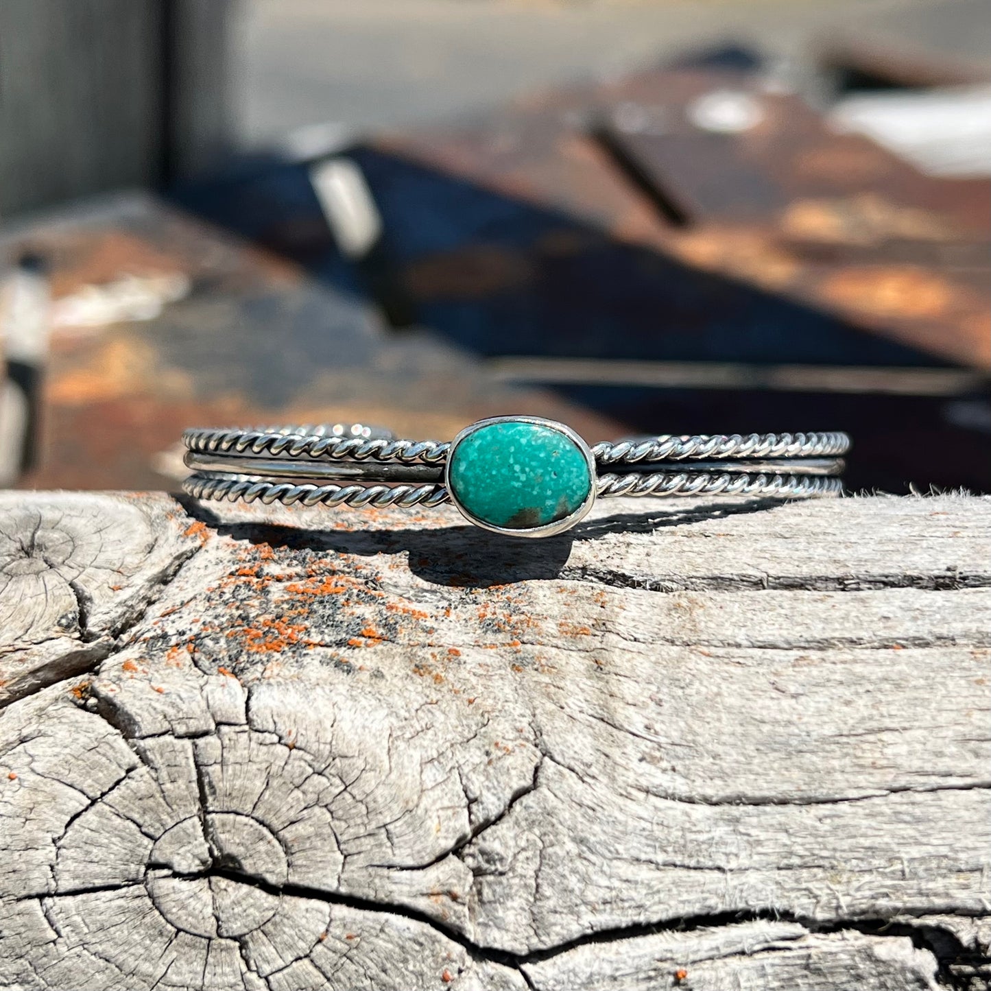 Oval Turquoise Stacker Cuff