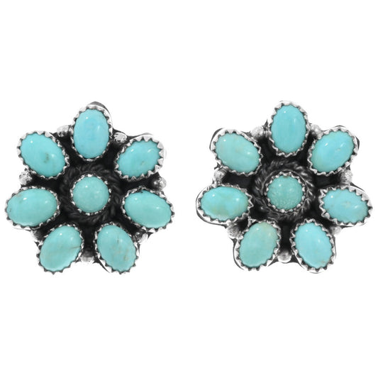 Navajo Floral Turquoise Cluster Earrings