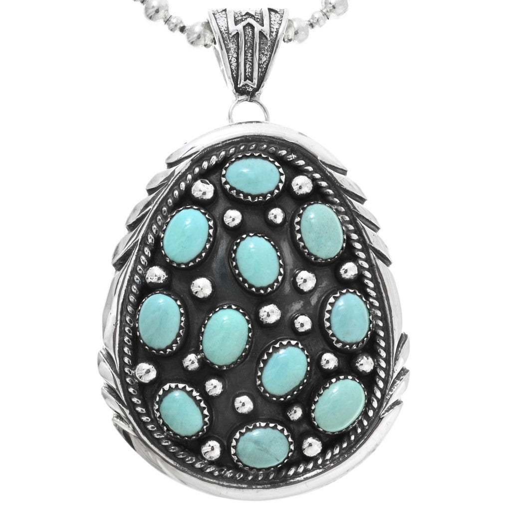 Navajo Handmade Turquoise Cluster Pendant