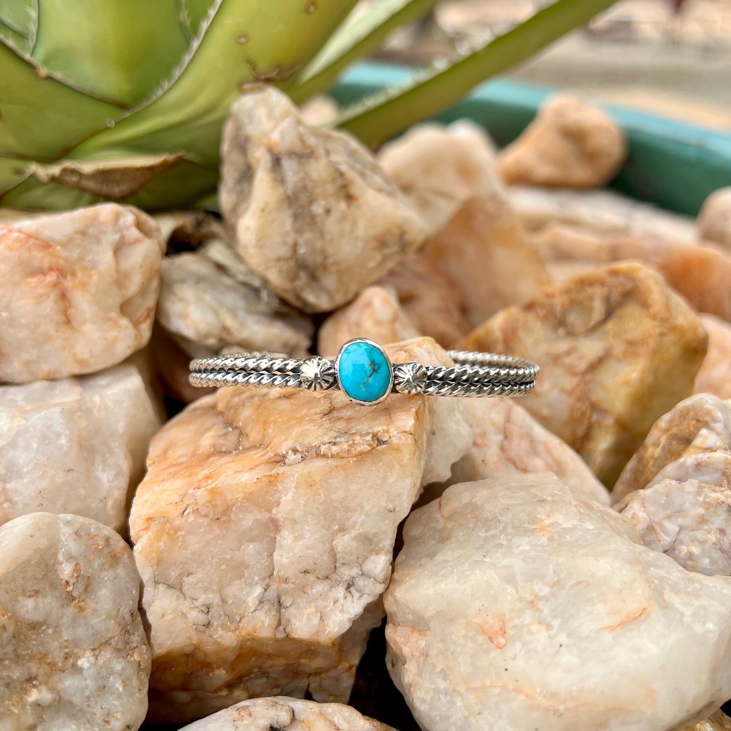 Twist Wire Turquoise Stacker Cuff